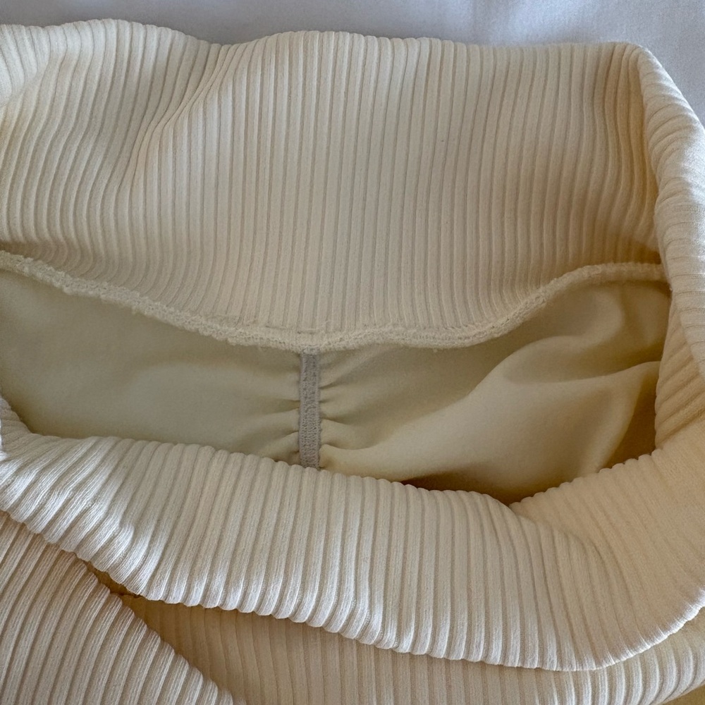 Montce Cream Ribbed Added Coverage High Rise Bikini Bottom - Picture 2 of 4